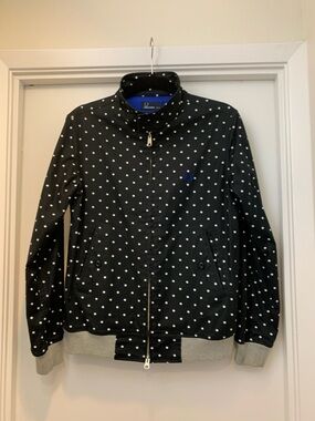 Fred Perry Black Polka Dot Zip Jacket with Blue Logo